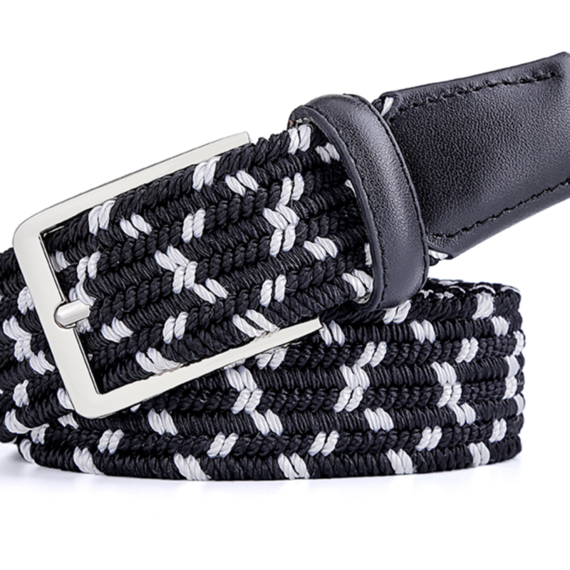 Pin Buckle Elastic Braided Belt for Women and Men