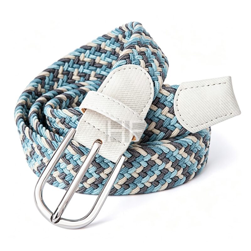Green Multi Color Knit Web Golf Stretch Belt