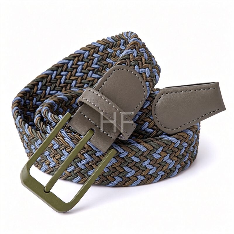 Multicolored Braided Belts Canvas Fabric No Holes Belt