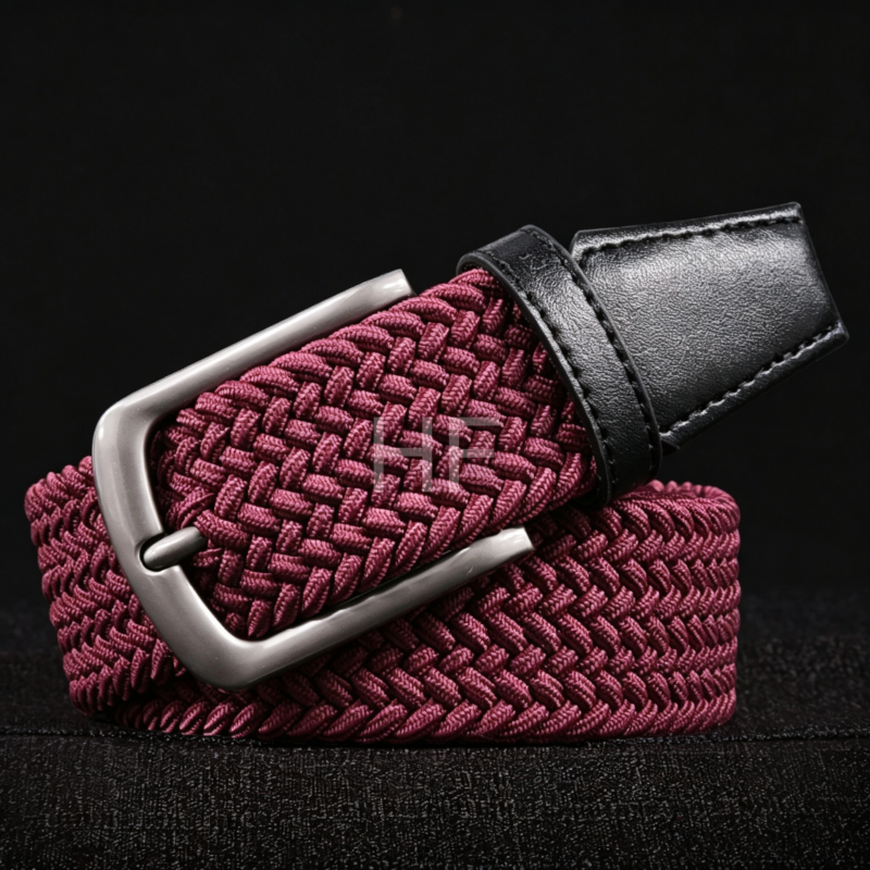 Pin Buckle Elastic Braided Belt for Women and Men
