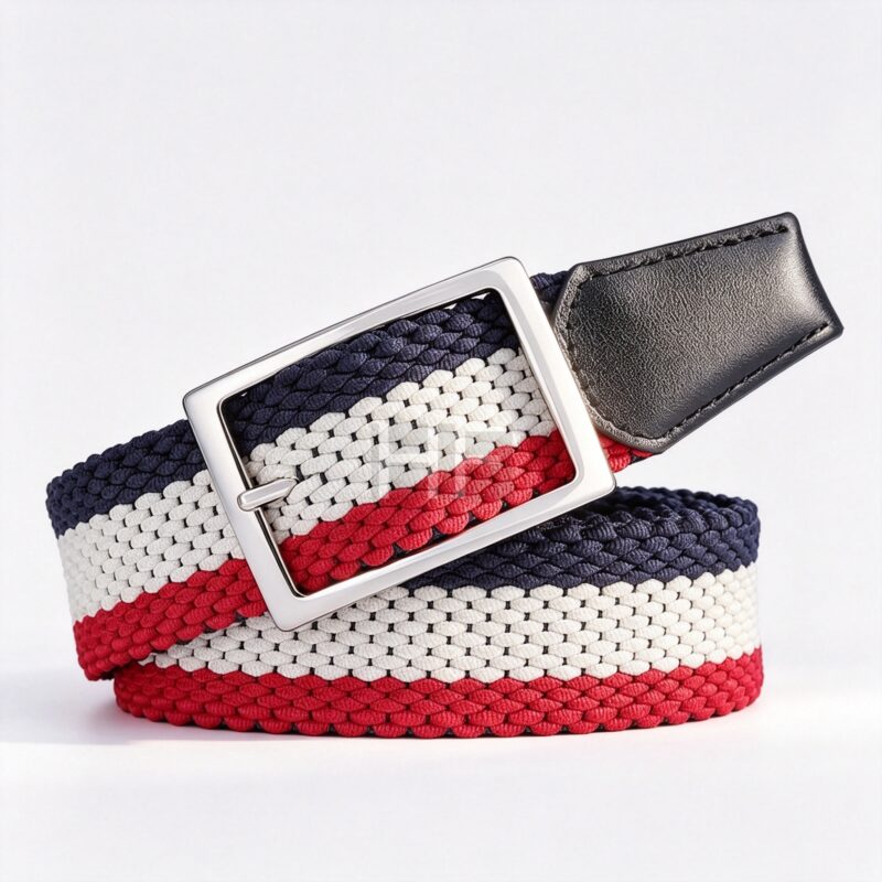 Multicolored Braided Belts Canvas Fabric No Holes Belt