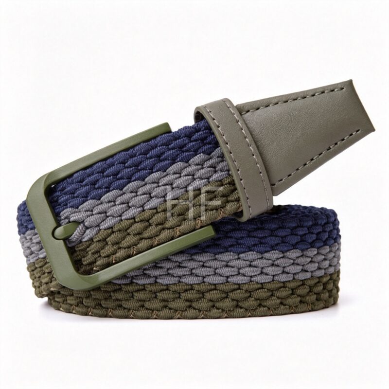 Green Multi Color Knit Web Golf Stretch Belt